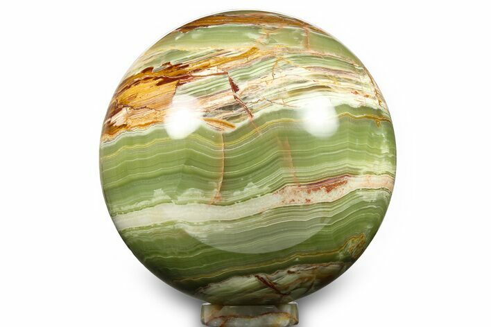 Polished Green Banded Calcite Sphere - Pakistan #264751